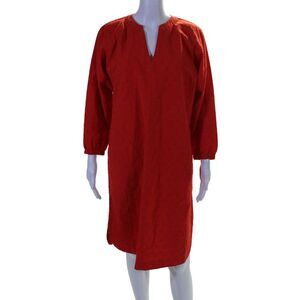 Trenery Women's Round Neck Long Sleeves A-Line Mini Dress Red Size 8